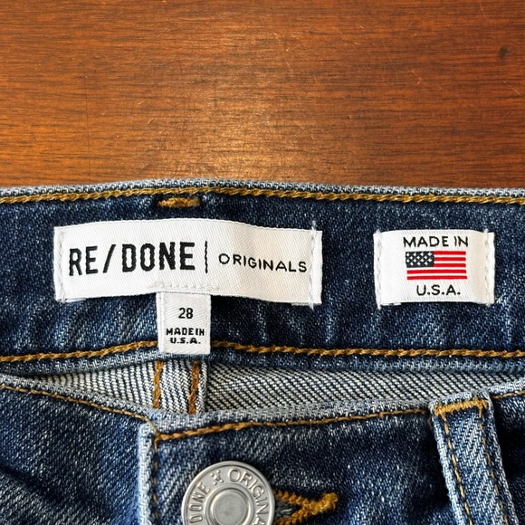 ReDone NWT size 28 high rise ankle cropped straight stretch mid 70’s denim jeans - Picture 7 of 16